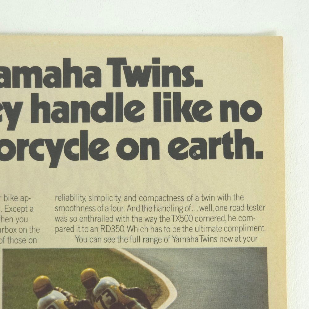 Yamaha RD350 TX500 Print Ad 1974 Twins Motorcycle Racing Vintage Wall Art Decor - Picture 3 of 6